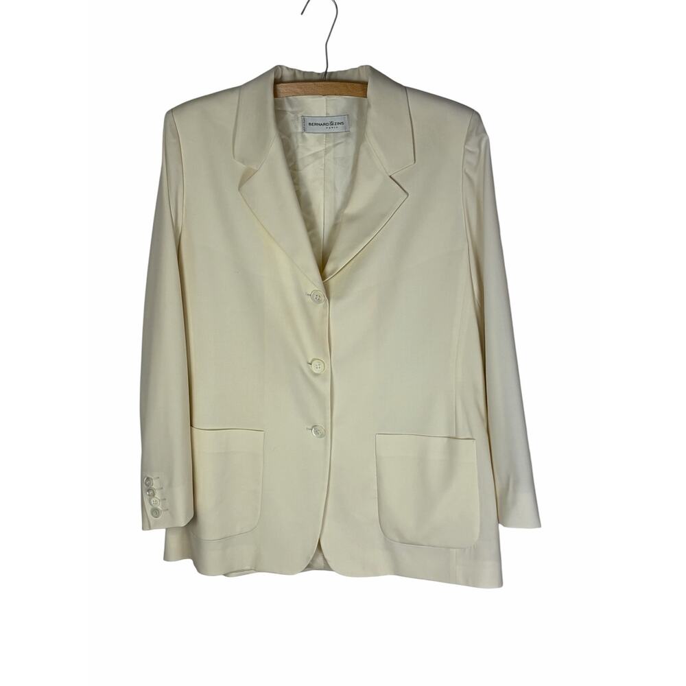 Bernard Zins Paris Cream Summer Wool Blazer Size 10 European Summer Old Money